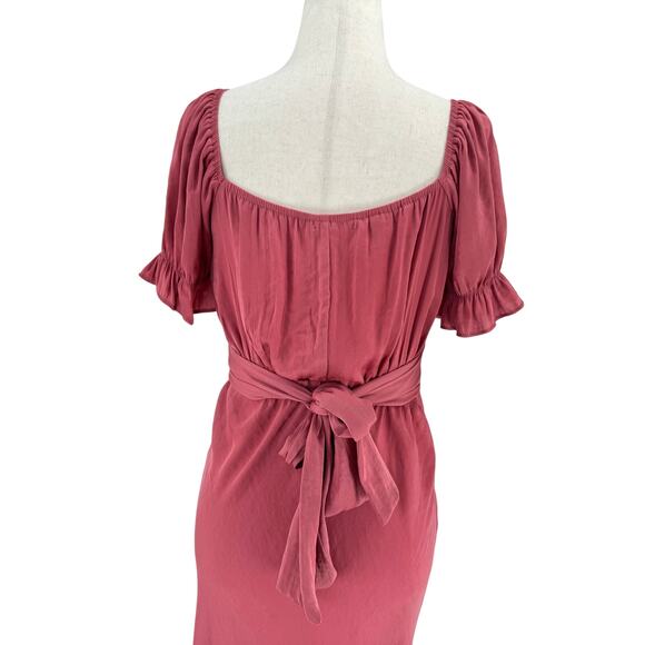 Y2K‎ Babydoll Dress Size S Pink Croquette Preppy Romantic Scoop Neck Midi Soft - Picture 6 of 13